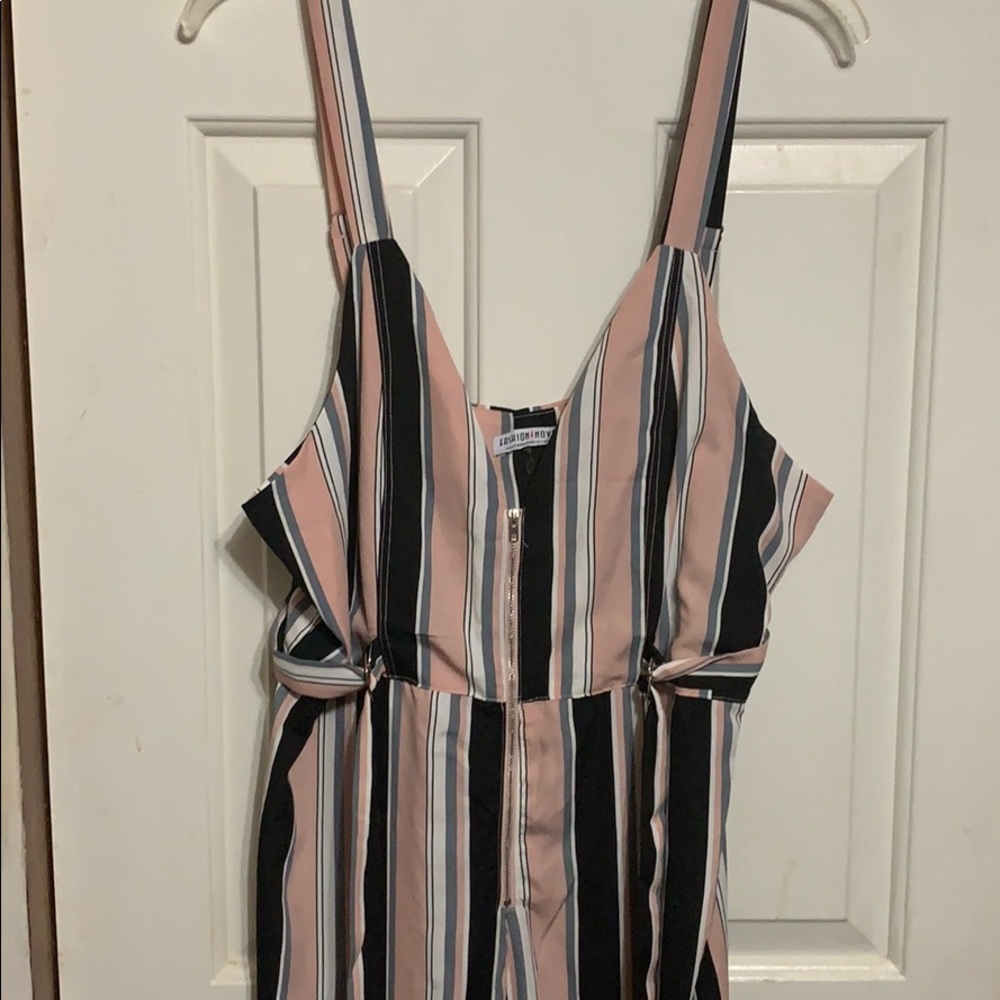 Striped pink and black jumpsuit